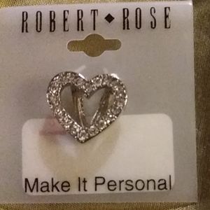 Robert Rose Silver Heart pendant with clear gems